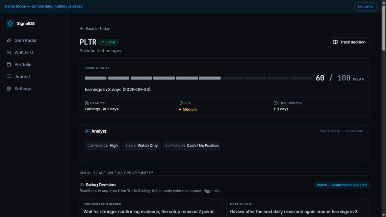 SignalOS opportunity review interface